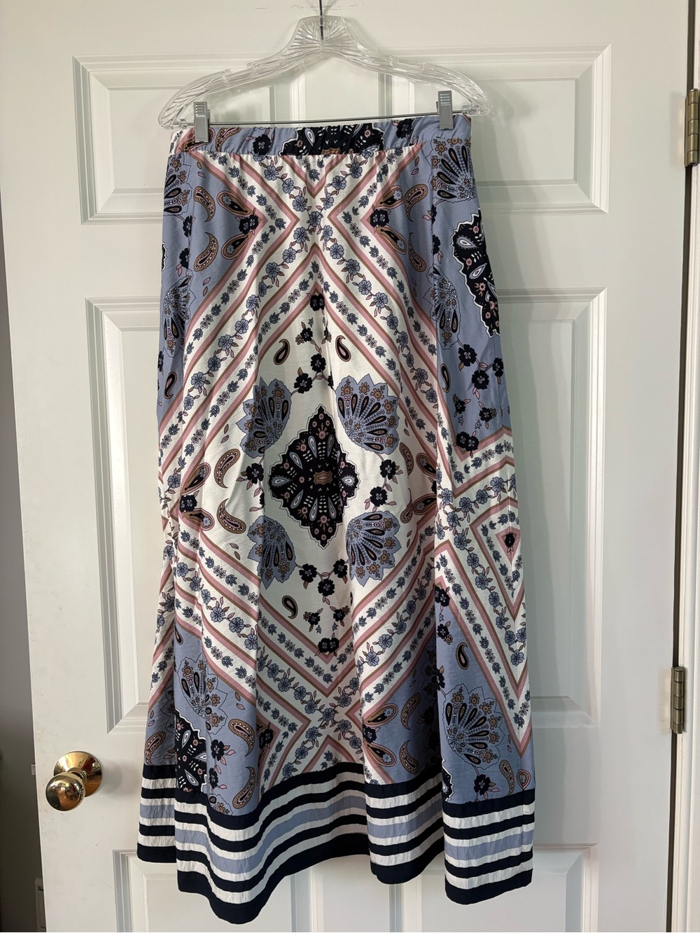 Laundry By Shelli Segal Light Blue, White & Pink Paisley Maxi Skirt - NWOT
